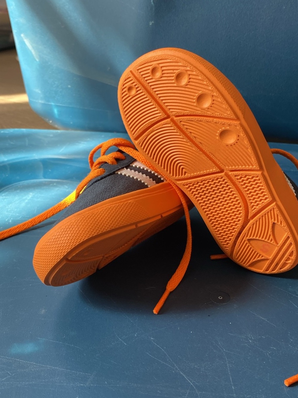 adidas Kids Navy and Bright Orange Low-Top Sneakers